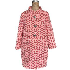 Caroline Biss Pink Geometric Button-Up Coat Size 36 US S